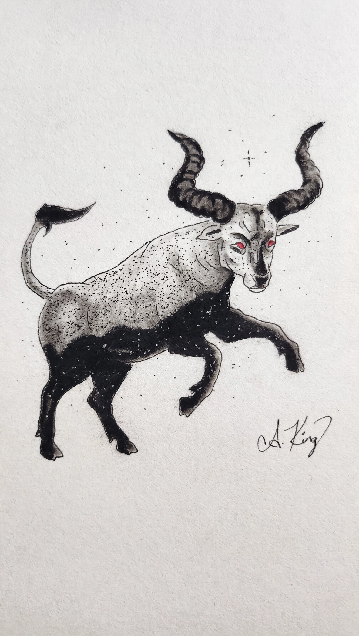 Taurus — Ink Pen & Charcoal
