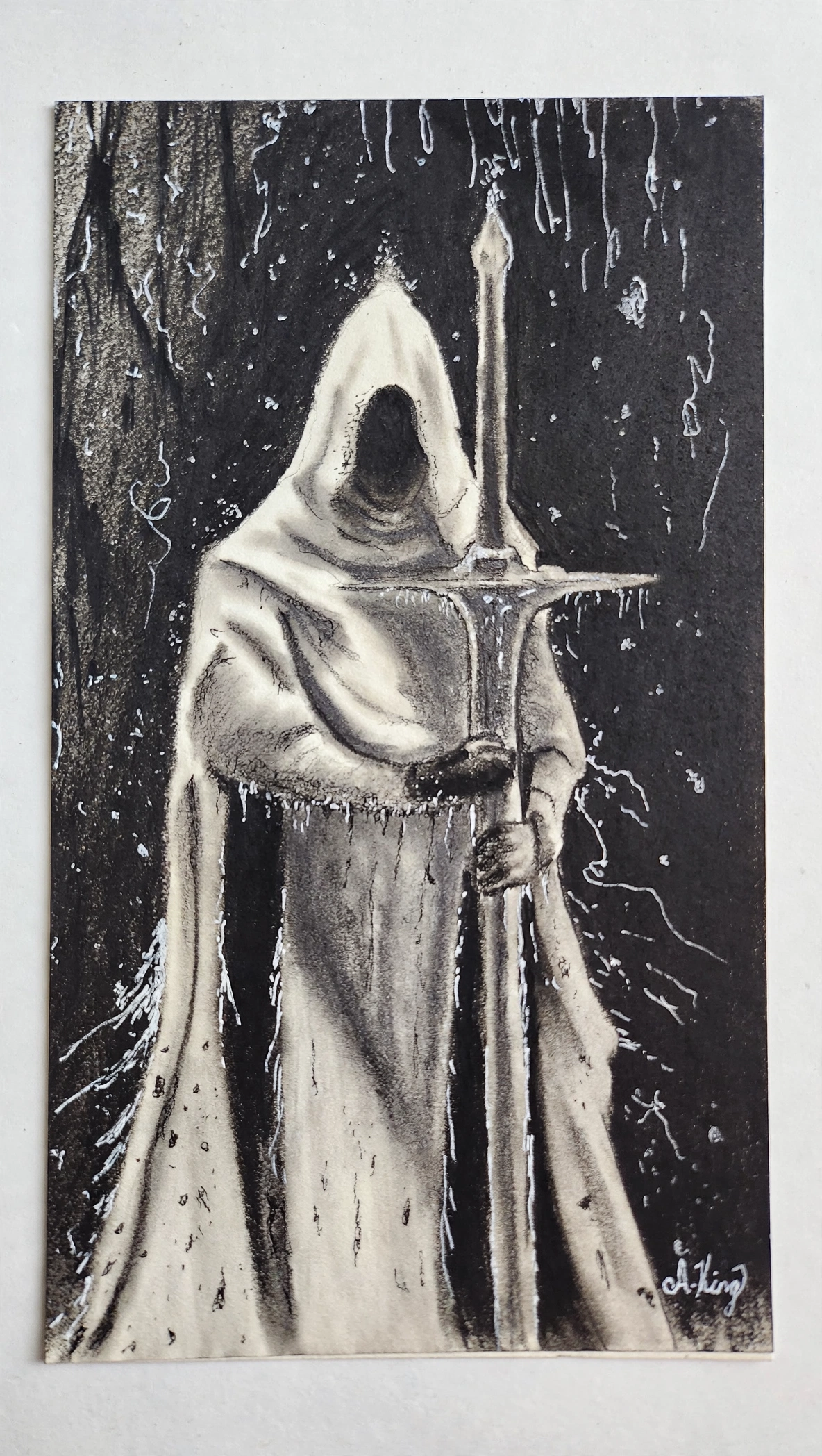 Shadow Knight — Ink Pen & Charcoal