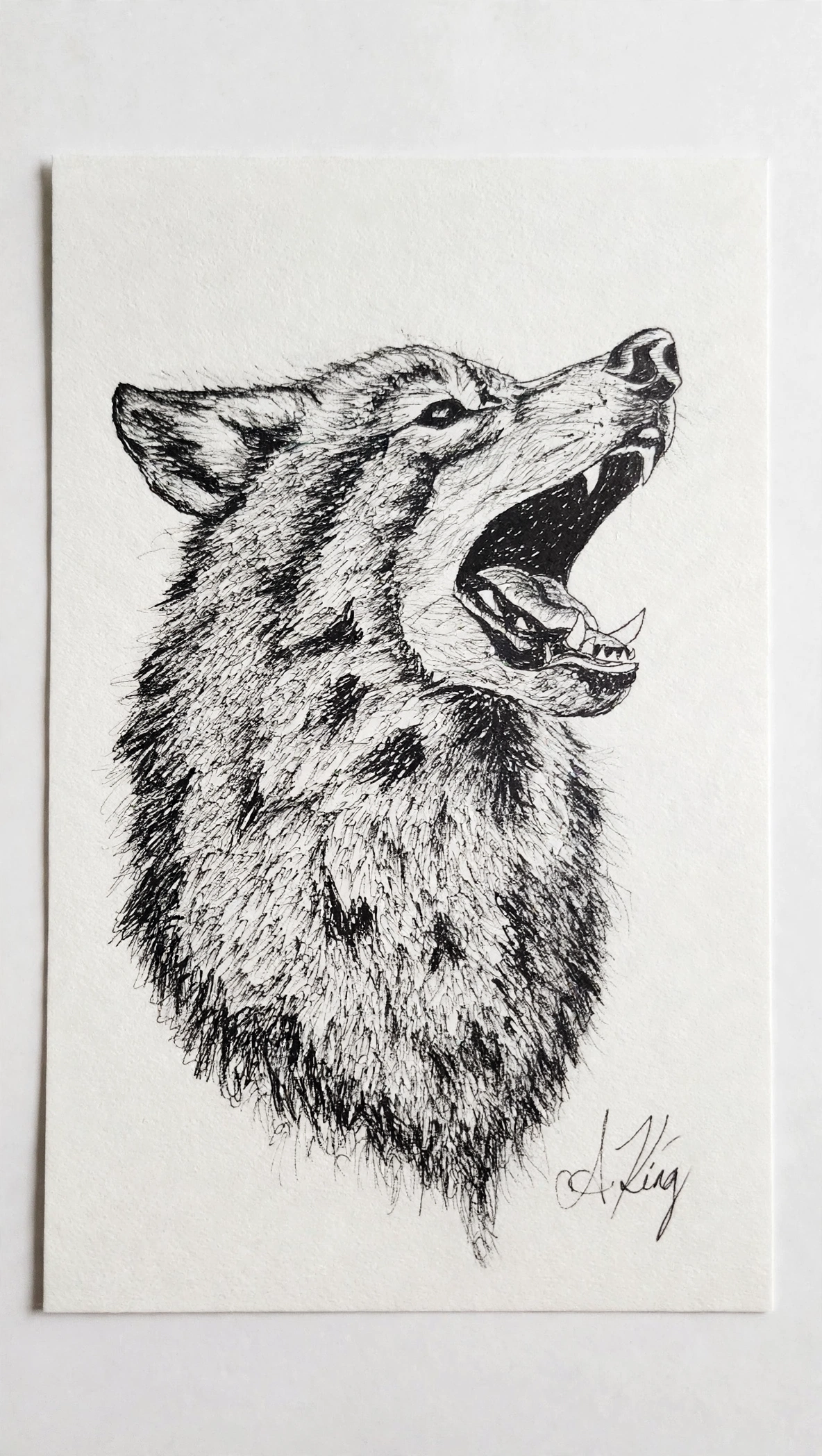 Lone Wolf's Cry — Ink pen