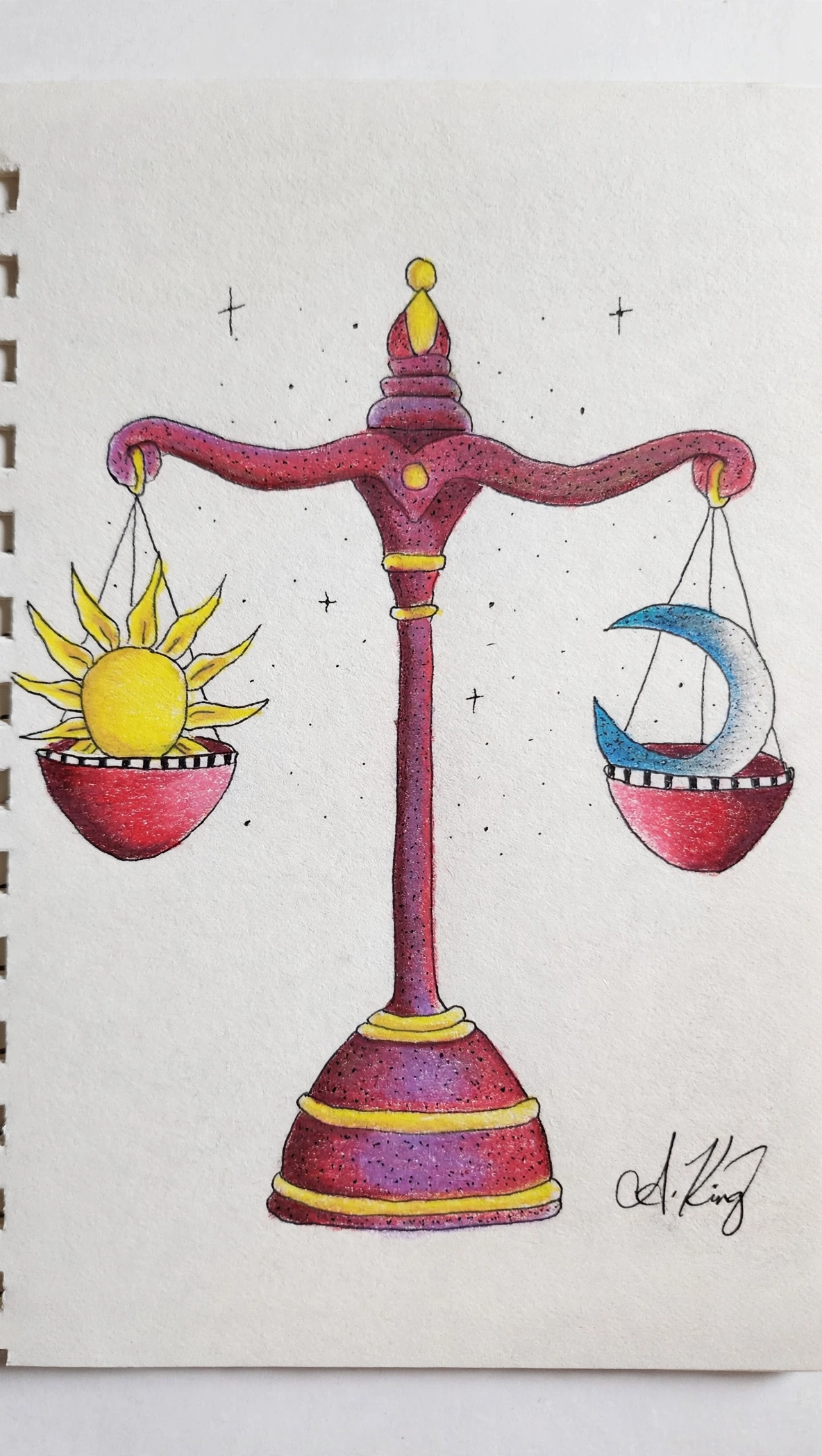 Libra — Ink Pen & Colored Pencil