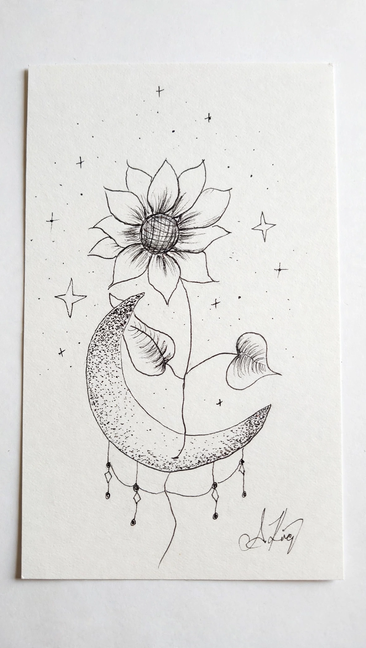Sun Crescent — Ink pen