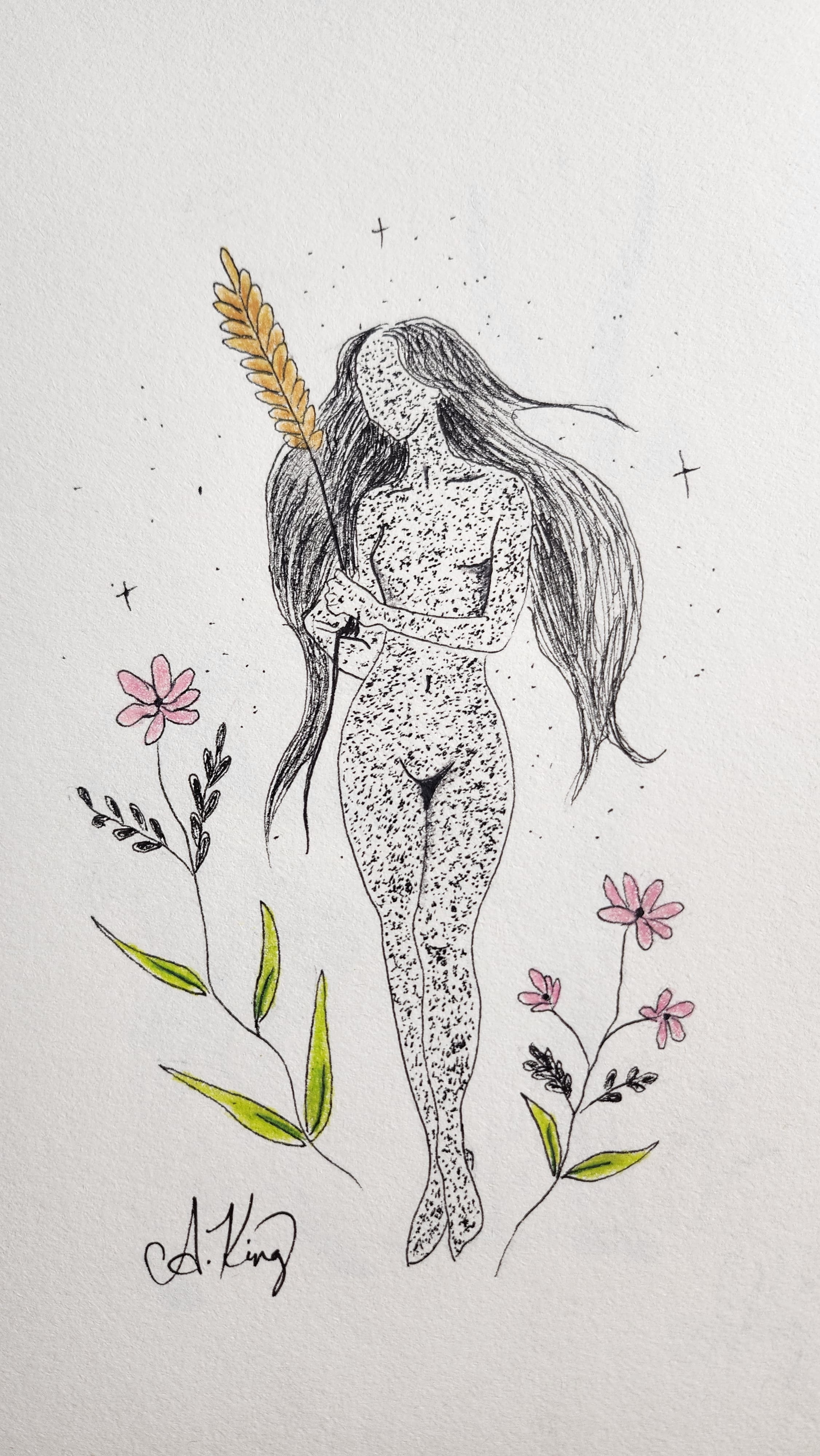 Virgo — Ink Pen & Colored Pencil