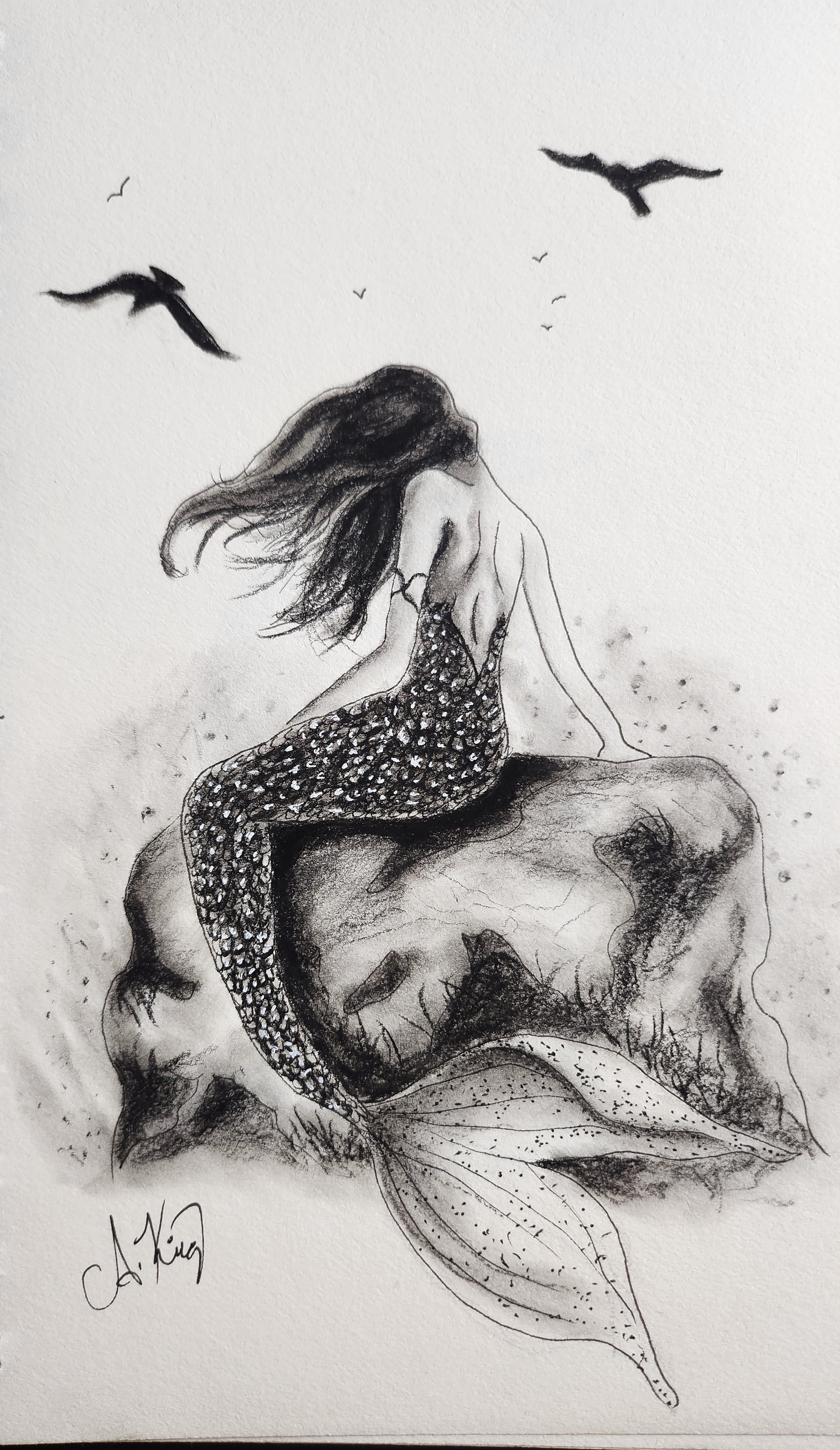 Waiting for You — Ink Pen & Charcoal